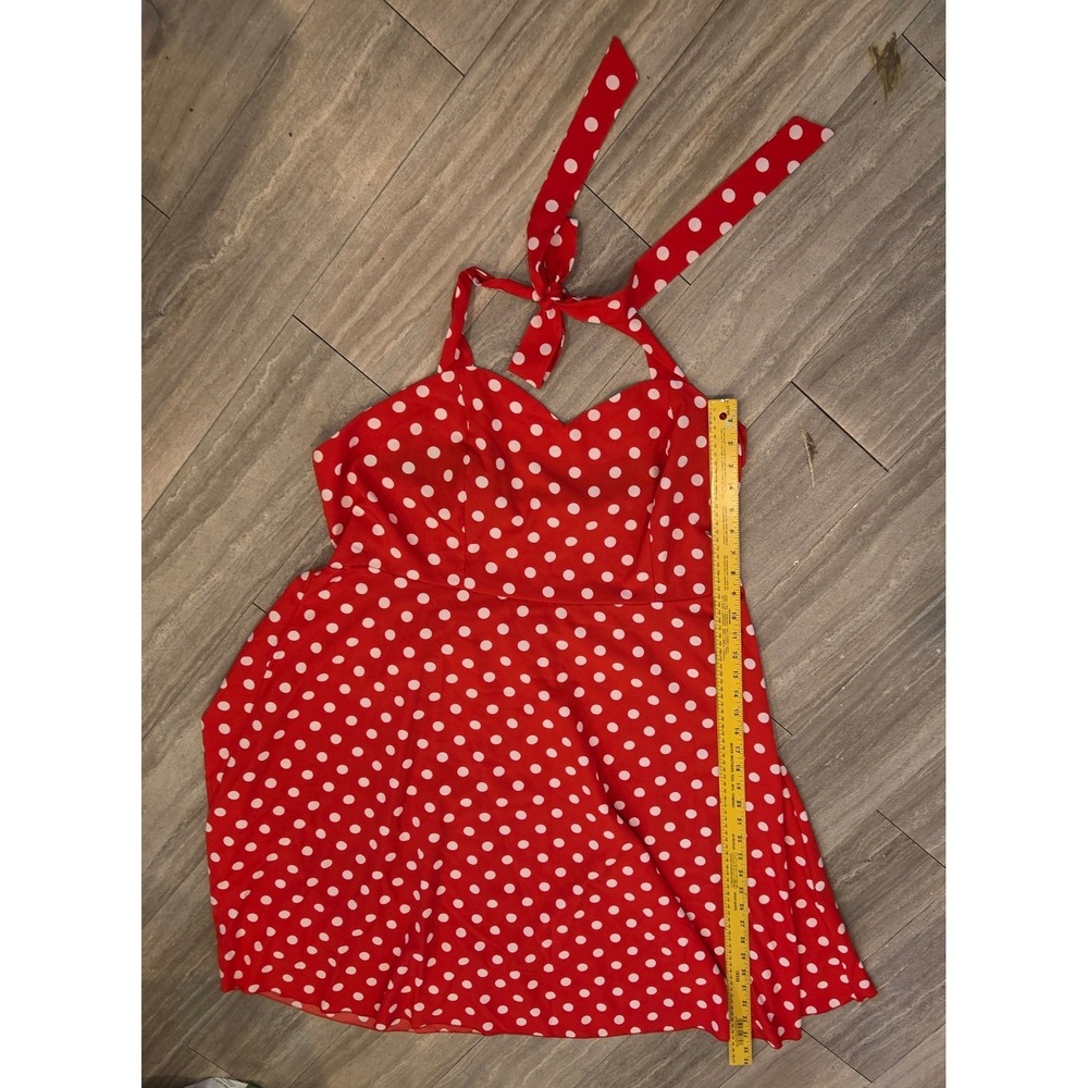 Rockabilly Red White Polka Dot Halter Dress Plus Size 4XL Vintage Pin Up Style